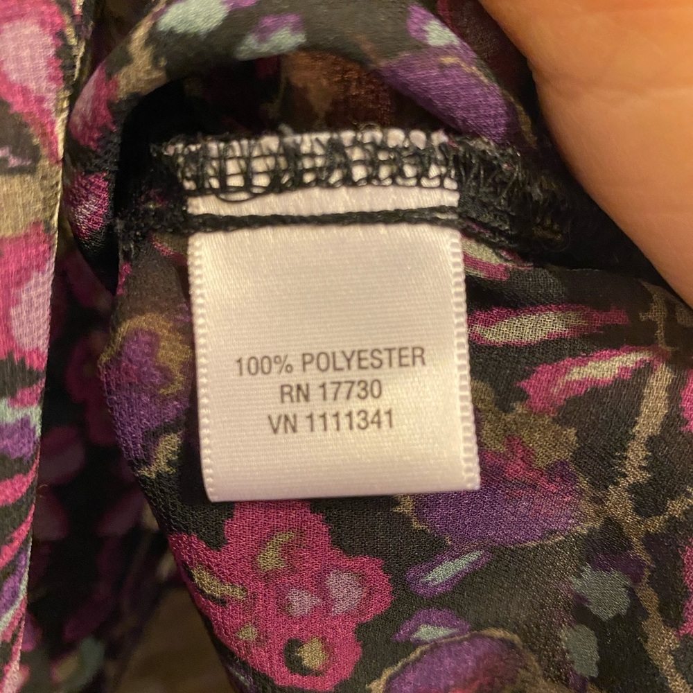 Converse One Star Boho Floral Pintuck Sheer Blouse Top Size Large - Picture 4 of 5
